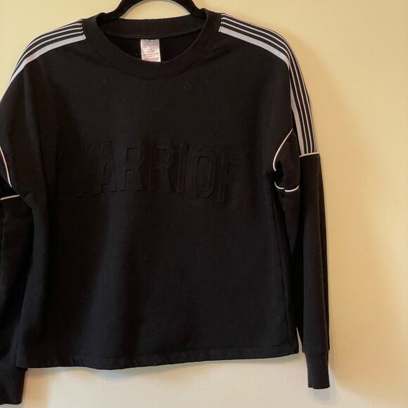 WARRIOR spell out No Boundaries L (11-13) black white long sleeve crop top cozy - Picture 3 of 7